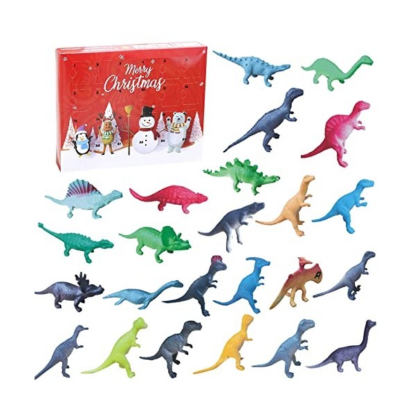 24 pièces calendrier de lavent dinosaure, dinosaure jouet, enfants calendrier de Noël, calendrier de lavent dinosaure garço