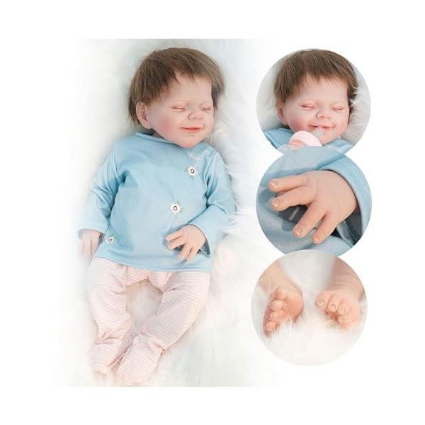Poupées Reborn Poupées réalistes, paquet de 18 pouces 46 cm avec jouets dalimentation, poupées Reborn en silicone véritable,