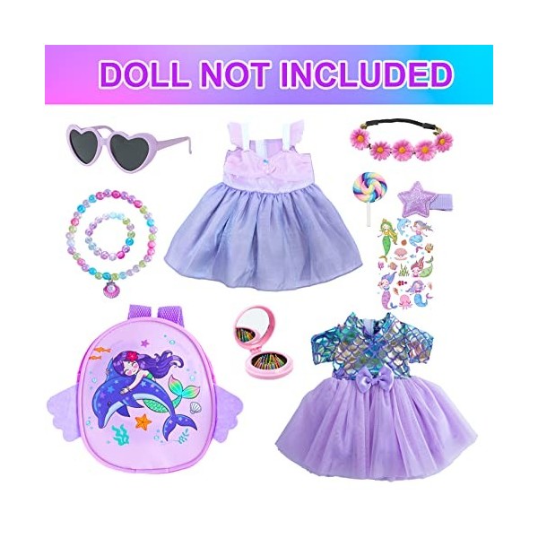 Vêtements et accessoires de poupée américaine de 45,7 cm – 2 robes quotidiennes sur le thème de la sirène pour poupée américa