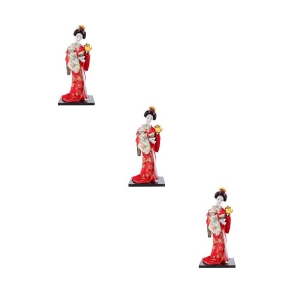 HOMSFOU 3 Pièces Kimono Poupée Ornements Spawn Figure Voiture Cadeaux pour Femmes Geisha Sculpture Voiture Intérieur Décorati