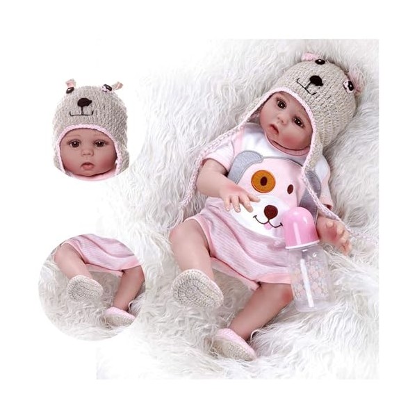 Poupée bébé Reborn, poupée bébé en Silicone de 18 Pouces, avec kit dalimentation poupée Reborn, Cadeau pour Les Enfants de 3