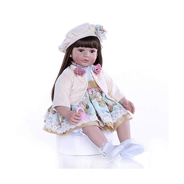 24 Pouces 60 Cm Priness Fille Bébé Reborn Poupée, Vinyle Souple Silicone Reborn Poupée Réaliste Filles Nouveau-Né Réaliste Po