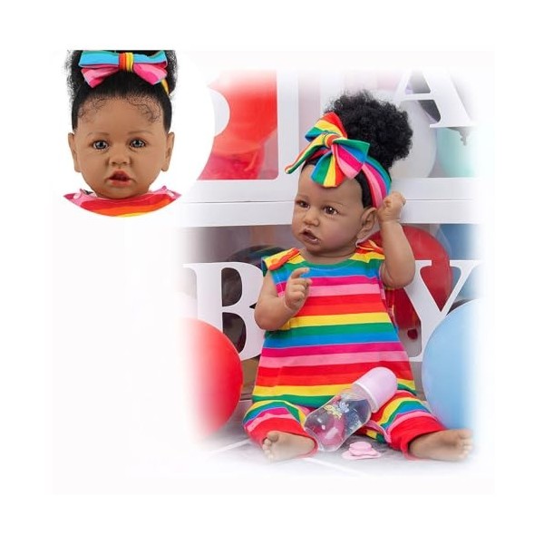 Poupées Reborn Filles Réalistes, 22 Pouces Preuve de leau Bébé Fille Reborn Silicone, Qui Ressemblent à de Vraies Filles, Ex