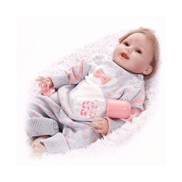 Poupées Reborn Filles Réalistes, 22 Pouces Preuve de leau Bébé Fille Reborn Silicone, Qui Ressemblent à de Vraies Filles, Ex