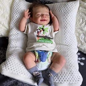 Poupées bébé Reborn de 22 Pouces, poupée en Vinyle en Silicone Souple Faite à la Main avec de Vrais vêtements, poupées bébé à