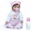 Reborn Baby Doll Fille 55 Cm 22 Pouces Poupées en Vinyle De Silicone Souple Yeux De Réalité Ouverts Nouveau-Nés Filles Bébés 