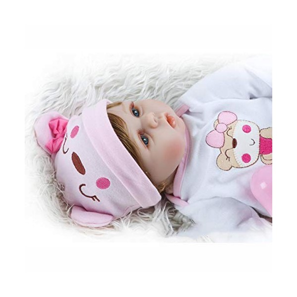 Reborn Baby Doll Fille 55 Cm 22 Pouces Poupées en Vinyle De Silicone Souple Yeux De Réalité Ouverts Nouveau-Nés Filles Bébés 