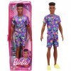 Barbie Fashionistas poupée mannequin Ken 162 brun avec tee-shirt, bermuda aux motifs graphiques et chaussures jaunes, jouet 