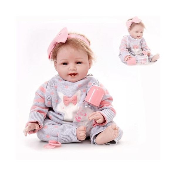 Nouveau-né réaliste, Paquet de 22 Pouces 55 cm avec Jouets dalimentation, poupées de bébé Nouveau-né en Vinyle, poupées Qui 