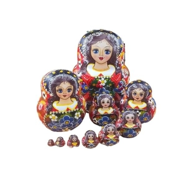 BPILOT Poupées Russes Poupées gigognes Russes à Motif de Fraises 10 pièces Matryoshka Poupées gigognes empilables Baboushka e