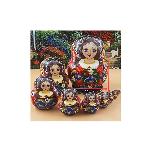 BPILOT Poupées Russes Poupées gigognes Russes à Motif de Fraises 10 pièces Matryoshka Poupées gigognes empilables Baboushka e