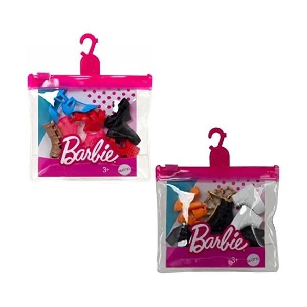 Barbie Ensemble daccessoires de chaussures avec 10 paires de chaussures de poupée au total