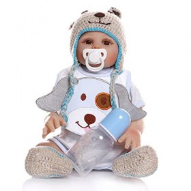 HAMIMI Poupon Reborn Silicone Corps Complet 47cm 18,5 Pouces poupées Reborn realiste comme Un bébé réaliste,Blue Boy