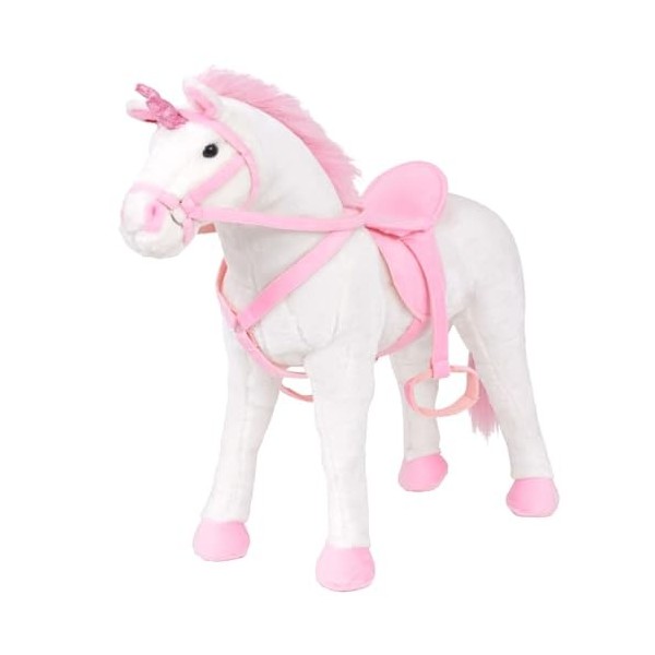 Homgoday Licorne en Peluche debout Blanc et Rose XXL Accessoires pour Poupées en Peluche