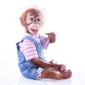H.aetn 21 Pouces 52 CM Réaliste Souriant Reborn Singe Bébé Poupées Très Doux Silicone Vinyle Orang-outan Flexible À Collectio