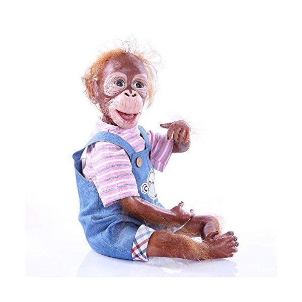 H.aetn 21 Pouces 52 CM Réaliste Souriant Reborn Singe Bébé Poupées Très Doux Silicone Vinyle Orang-outan Flexible À Collectio