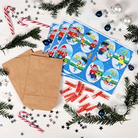 Papierdrachen Benjamin Blümchen Calendrier de lAvent à remplir – 24 sacs cadeaux et 24 autocollants numérotés avec motifs de