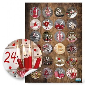 Logbuch-Verlag kit de bricolage pour calendrier de lAvent - 24 petits sac en papier kraft 14 x 22 x 5,6 cm + 24 autocollan