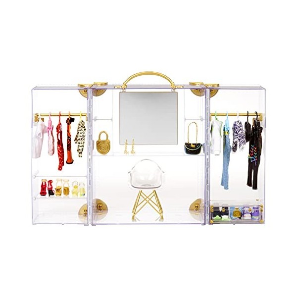 Rainbow High Deluxe Fashion Closet Playset â€“ 400+ Fashion Combinations! Portable Clear Acrylic Toy Closet - 31+ Fashion For