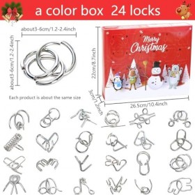 Lot de 24 calendriers de lAvent avec noeuds, calendrier de Noël, jeux en métal, calendrier de lAvent 3D Brainteaser IQ Jeu 