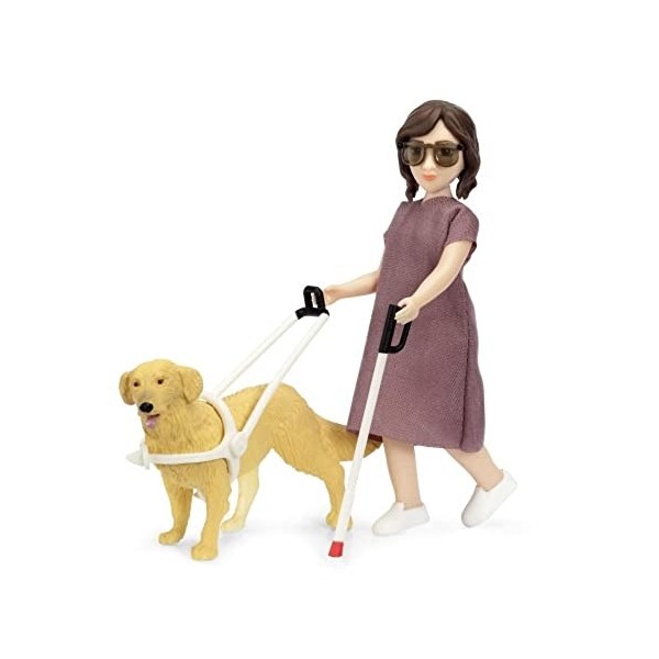 Lundby Maison de poupées pour femme avec lunettes, canne et chien guide moderne 1:18 L8080 