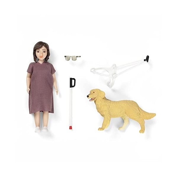 Lundby Maison de poupées pour femme avec lunettes, canne et chien guide moderne 1:18 L8080 