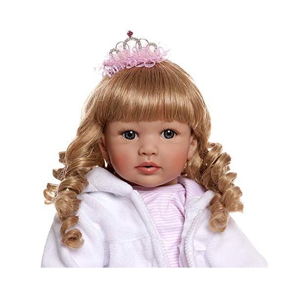 Poupée Bébé Reborn en Silicone 24 Pouces 60 Cm, Poupée Princesse Fille, Cheveux Blonds avec Couronne Rose, Accessoires pour C