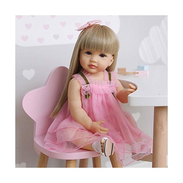 Aabbcdf 55 CM Doux Corps Entier Silicone Doux Visage Reborn Bébé Poupées Enfant en Bas Âge Rose Fille Look Réel Nouveau-Né An