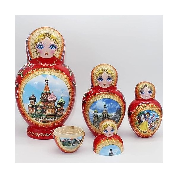 Set De 5 Poupées Russes Matriochka En Bois Peintes Main - Jouet Éducatif, Décoration Maison, Cadeau Enfant