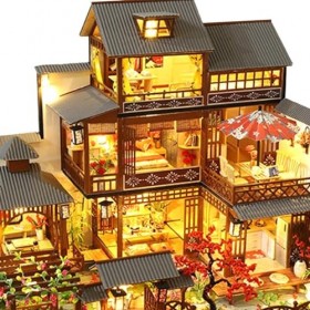 MagiDeal Kits de maisons de poupée miniatures à monter soi-même, avec couvercle anti-poussière, fait à la main, échelle 1:24,