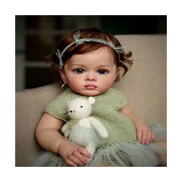 Reborn 23 Pouces Poupée Reborn Baby Doll Silicone Souple Reborn Fille Bébé Réaliste Reborn Poupée Bébé Nouveau-né Baby Doll R