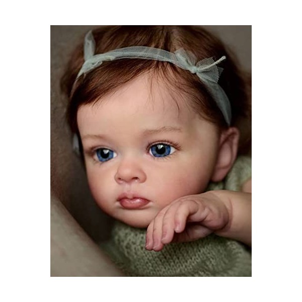 Reborn 23 Pouces Poupée Reborn Baby Doll Silicone Souple Reborn Fille Bébé Réaliste Reborn Poupée Bébé Nouveau-né Baby Doll R