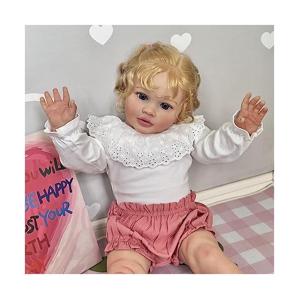 Pinky Reborn Poupées Reborn de 66 cm pour petite fille, en vinyle de silicone souple, réaliste, faites à la main, cadeaux da