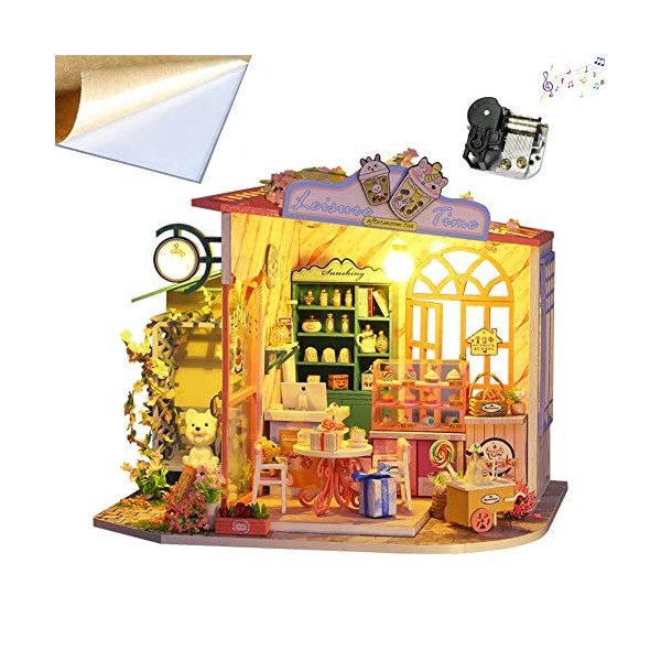 Maison de poupée à faire soi-même - Mini maison miniature en bois - Puzzle 3D en bois - Cadeau créatif pour le Nouvel An - Po