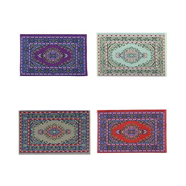 Ruiqas Lot de 4 tapis de maison de poupée 93 x 5. Mini tapis turc de 22,9 cm pour décoration de maison de poupée