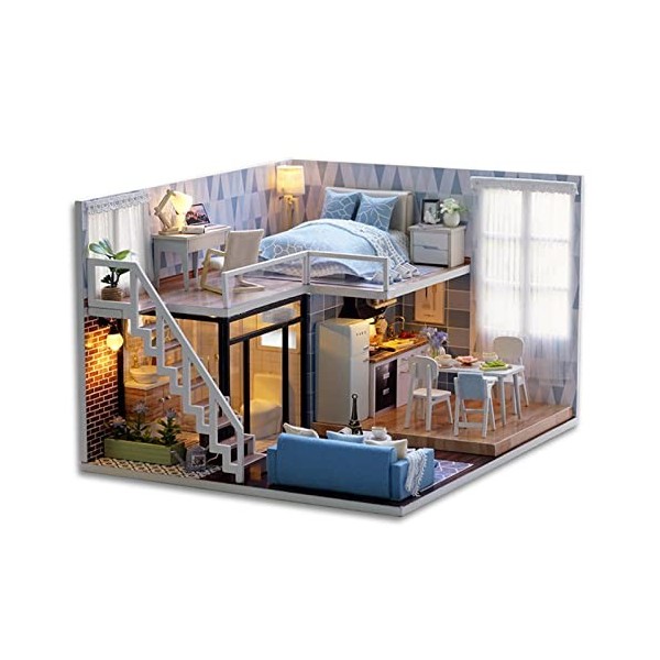 Miniature Avec Des Meubles De Maison De Poupée, CUTEROOM Maison Min A Construire Kit Diy Dollhouse En Bois Ainsi Que La Amz