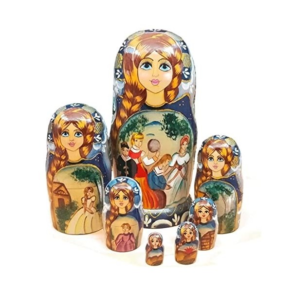 UTOQIA Poupée Russe Poupée Gigogne 7 Pièces Poupées Gigognes Peinture Creative Matryoshka Bois Empilage Niché Cadeau pour Ann