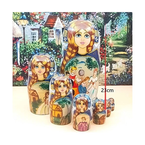 UTOQIA Poupée Russe Poupée Gigogne 7 Pièces Poupées Gigognes Peinture Creative Matryoshka Bois Empilage Niché Cadeau pour Ann