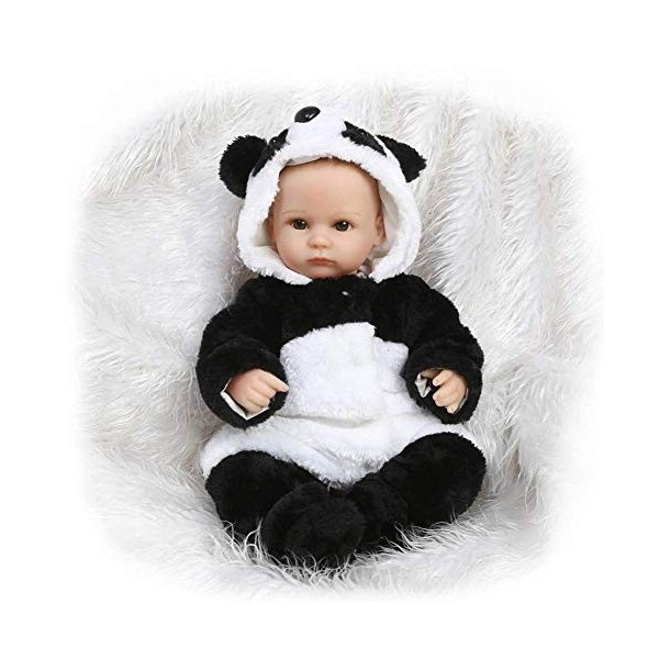 Reborn Baby Dolls, Réaliste Bébé Poupée Vinyle Silicone Doux Real Touch 42Cm Coton Panda Nouveau-Né Fille Cadeau danniversai