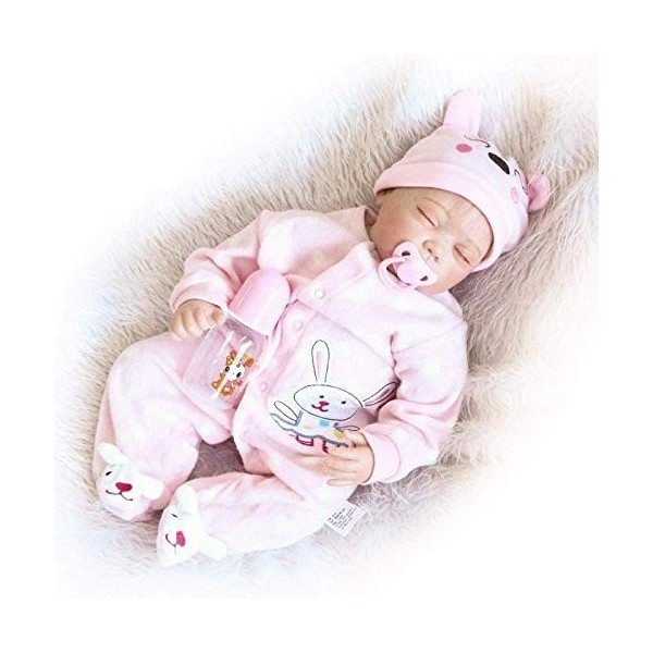 Simulation Reborn Baby Doll Endormi 22 Pouces / 55 Cm Enfant Jouet Cadeau Membre Silicone Corps Renaissance Poupée, Poupées N