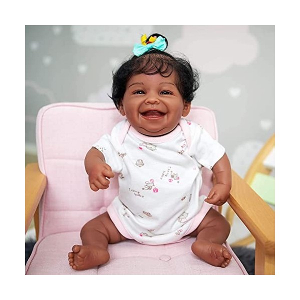 Poupée Bébé Fille Souriante, Ensemble en Silicone, Corps Complet, 19 Pouces, Lavable, Nouveau-Né, Qui Semble Réel, Cadeau pou