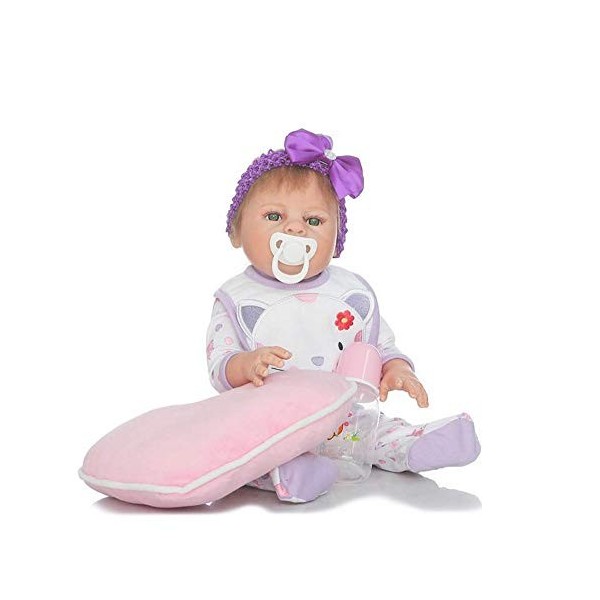 Baryuu Reborn Poupée Bébé Silicone Bébé Reborn-50cm avec tétine et biberon