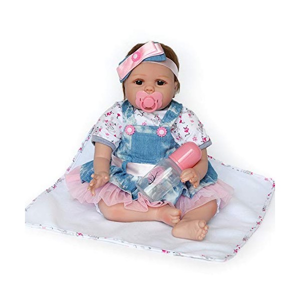 ADOSSAC 2020 Reborn Poupée Bébé Réaliste Poupee Reborn Fille en Silicone Souple 52 cm Simulation Nouveau-Né Jouet Magnétique 