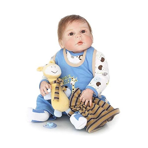 Simulation Renaissance Bébé Poupée Fille Garçon Enfants Jouet 22 Pouces / 47 Cm Membres Silicone Reborn Poupée, Poupées Nourr