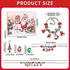 Bracelet à breloques Calendrier de lAvent 2023 Bijoux Calendrier de lAvent 2022 pour filles 2PCS Chains 21PCS Beads 1 Neckl