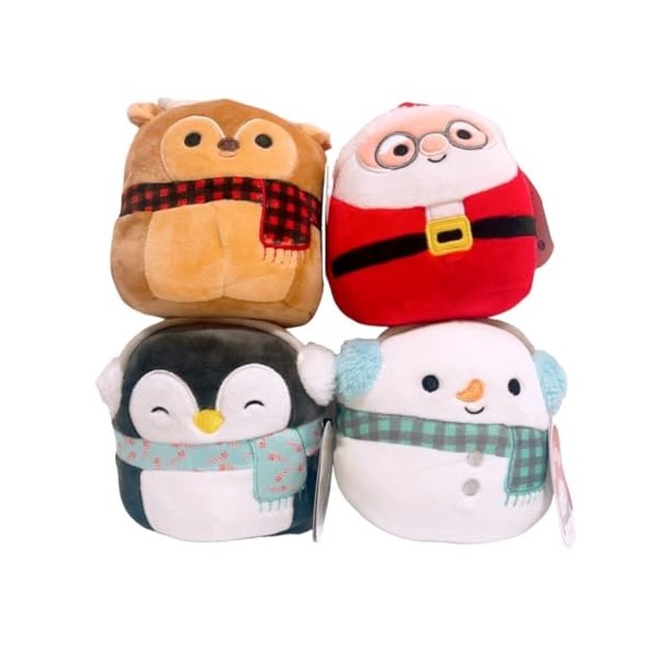 Squishmallows Lot de 4 mini poupées en peluche Nick Darla Manny Luna de 12,7 cm