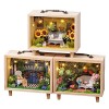 WonDerfulC Lot de 3 boîtes aveugles en bois avec éclairage LED pour maison de poupée 3D