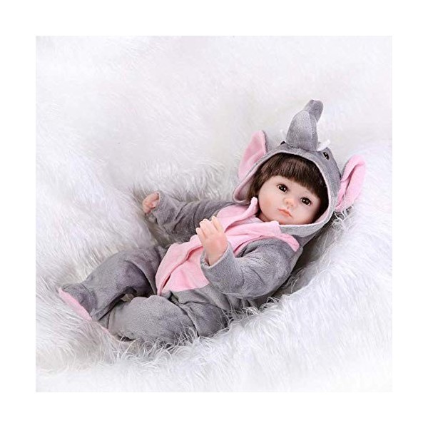 Reborn Baby Dolls, 40cm Doux Silicone Rebirth Baby Doll Fait à la Main Réaliste Cadeau danniversaire pour Fille Poupée Colle