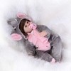 Reborn Baby Dolls, 40cm Doux Silicone Rebirth Baby Doll Fait à la Main Réaliste Cadeau danniversaire pour Fille Poupée Colle