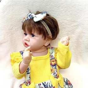 FARMAHAR Poupee Silicone Enfant, 18Pouces Mignon Poupee Reborn Fille Silicone, Convient Aux Enfants De Plus De 3 Ans,B-Girl